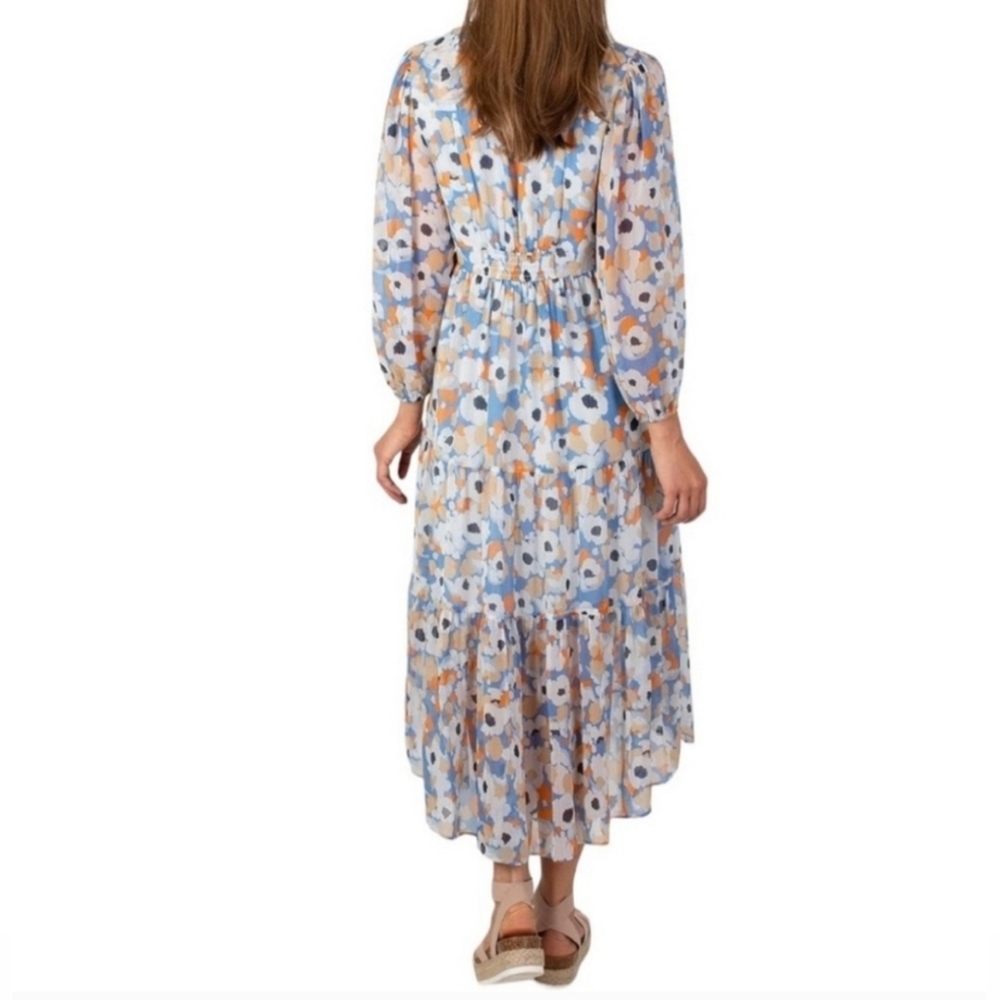NWT Joie "Printed Maxi Dress" Floral Fields Blue Orange Tiered | Women's Size M - Picture 2 of 15